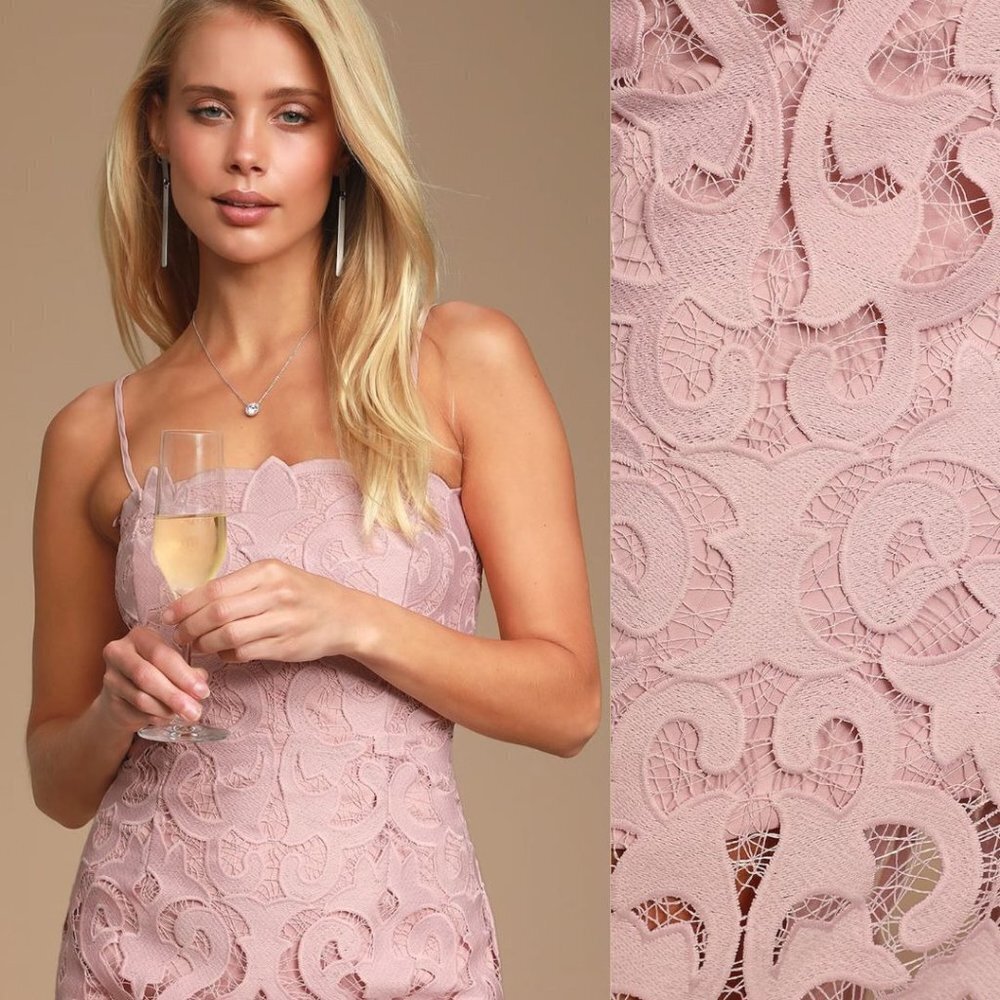 Bardot Revolve Lina Lace Midi Dress Sheath Sleeveless Pink Rose Size 10 Large - Picture 3 of 15
